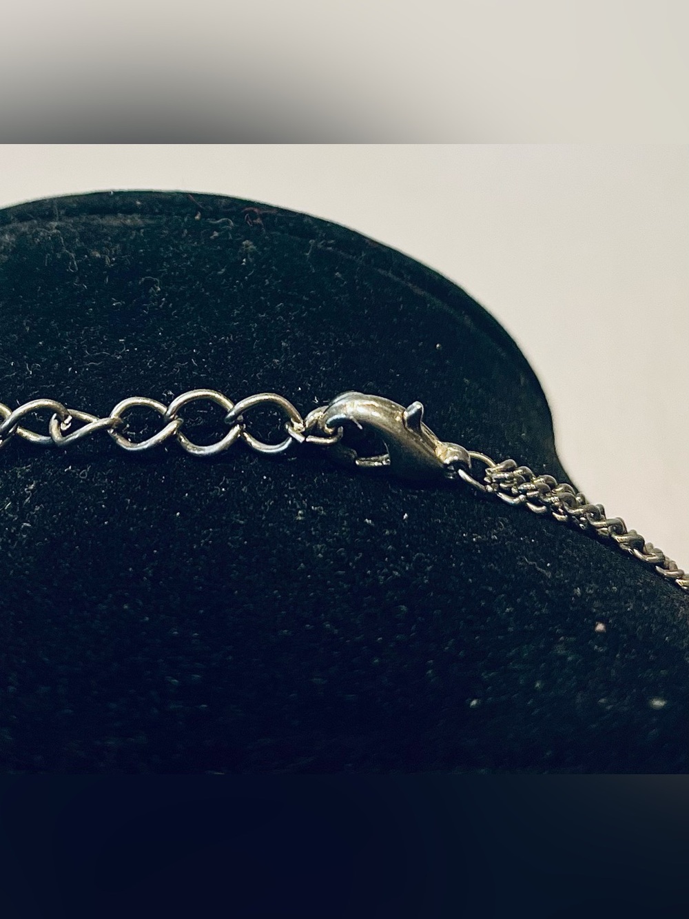 Vintage Layered Silver Chain Necklace with Clear Crystal Drops - Picture 3 of 3